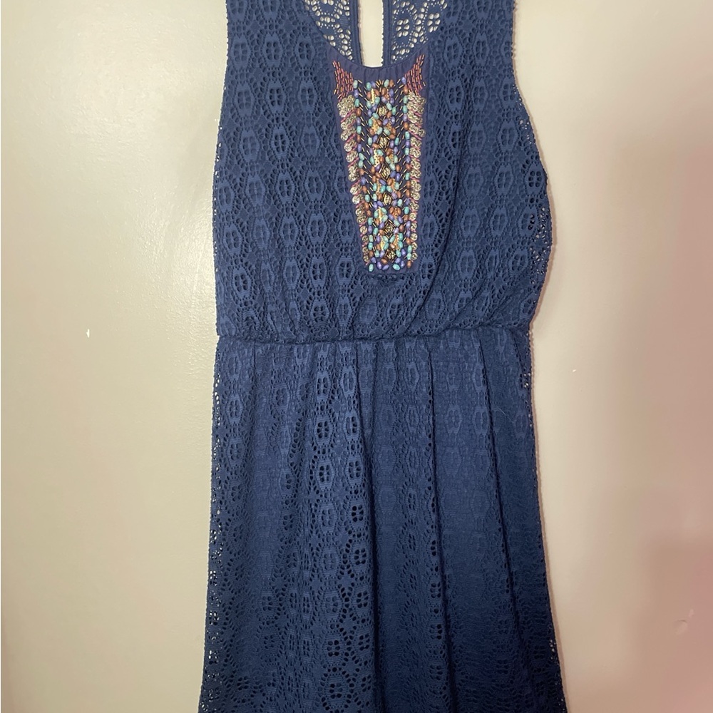 Maurices Navy Lace Dress with Beaded Accents